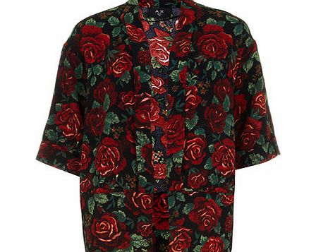 Dorothy Perkins Womens AX Paris Black floral print jacket- Black