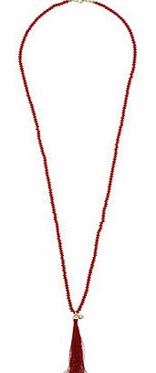 Dorothy Perkins Womens Bead Tassel Necklace- Red DP49814958