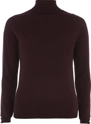 Dorothy Perkins, 1134[^]262015000706160 Womens Berry Button Roll neck jumper- Red