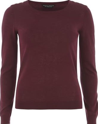 Dorothy Perkins, 1134[^]262015000706043 Womens Berry Button Shoulder Jumper- Red