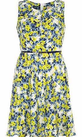 Womens Billie & Blossom Lime floral pleat dress-