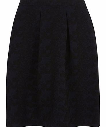 Dorothy Perkins Womens Black and Navy Floral Midi Skirt- Blue