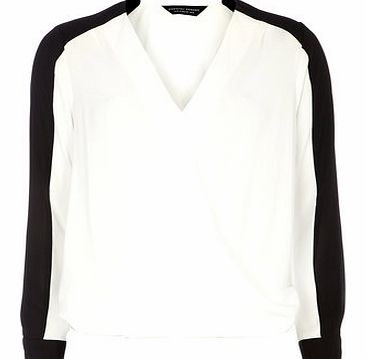 Dorothy Perkins Womens Black and White Colour Block Top- Black
