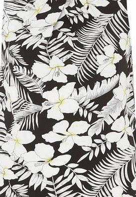 Dorothy Perkins Womens Black and White Tropical Shell Top- Black