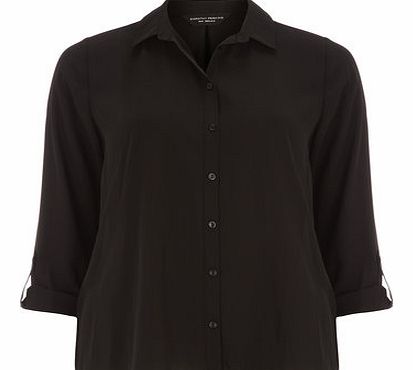 Dorothy Perkins Womens Black Button Rollsleeve Shirt- Black