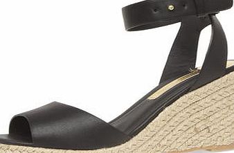 Dorothy Perkins Womens Black espadrille wedge sandals- Black