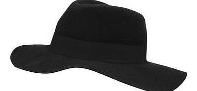 Womens Black Felt Fedora Hat- Black DP11124710
