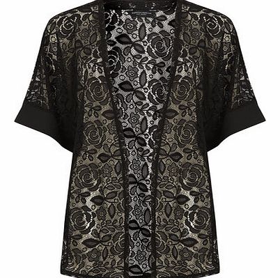 Dorothy Perkins Womens Black Floral Lace Kimono- Black DP05476610