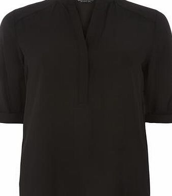 Dorothy Perkins Womens Black Half Placket Roll Sleeve shirt-
