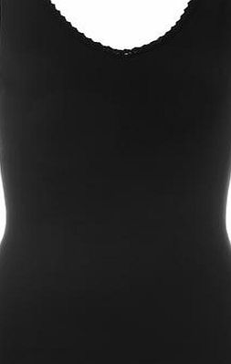 Dorothy Perkins Womens Black Lace Trim Rib Textured Vest Top-