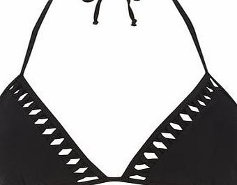 Dorothy Perkins Womens Black Lattice Triangle Bikini Top- Black