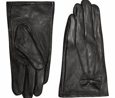 Dorothy Perkins Womens Black Leather Bow Gloves- Black DP11124511