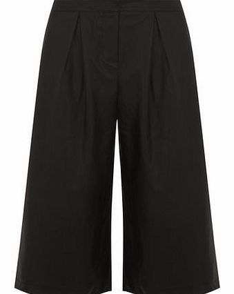 Dorothy Perkins Womens Black leather look culottes- Black