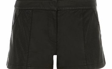 Dorothy Perkins Womens Black leather look shorts- Black DP74420701