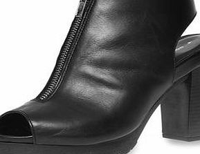 Dorothy Perkins Womens Black leather peep-toe sandals- Black