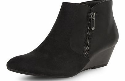 ladies black wedge boots