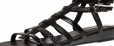 Dorothy Perkins Womens Black low wedge strap sandals- Black