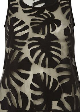 Dorothy Perkins Womens Black Palm Longline vest top- Black