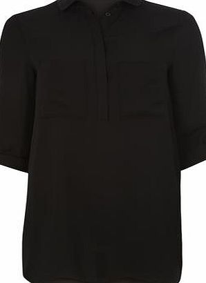Dorothy Perkins Womens Black Patch Pocket Shirt- Black DP05568201