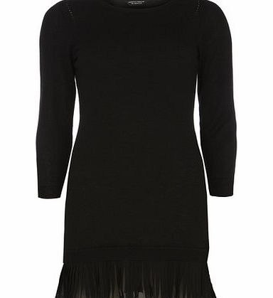 Dorothy Perkins Womens Black Pleat Hem Knitted Tunic- Black