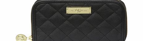 Dorothy Perkins Womens Black quilted zip up purse- Black