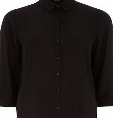 Dorothy Perkins Womens Black roll sleeve shirt- Black DP05458501