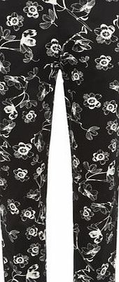 Dorothy Perkins Womens Black Sketch Pansy Cropped Trousers-