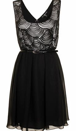 Dorothy Perkins Womens Black spiral skater dress- Black DP68100098