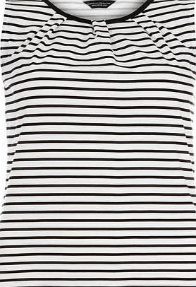 Dorothy Perkins Womens Black stripe satin trim top- White/Black