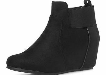 Dorothy Perkins Womens Black wedge elastic boots- Black DP19885501