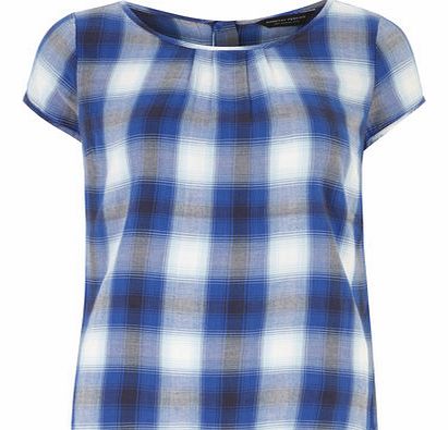 Dorothy Perkins Womens Blue and White Checked Tee- Blue DP67178619