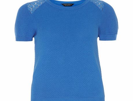 Dorothy Perkins Womens Blue crochet Insert Tee- Blue DP55306250