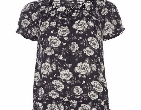 Dorothy Perkins Womens Blue Floral Gypsy Top- Blue DP67196410