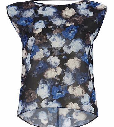 Dorothy Perkins Womens Blue Floral Open Back Top- Pink DP05491700