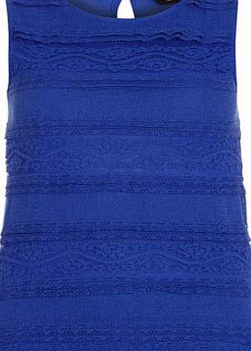 Dorothy Perkins Womens Blue Frill Lace Shell- Blue DP56420250
