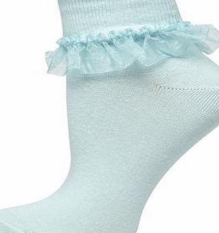 Dorothy Perkins Womens Blue Organza Trim Ankle Socks- Blue