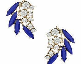Womens Blue Petal Fan Earring- Blue DP49814815