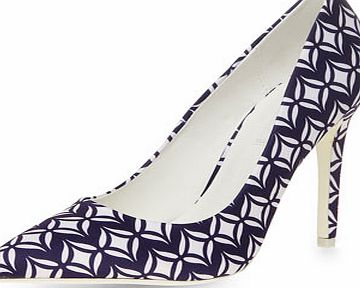 Dorothy Perkins Womens Blue tile print pointed court shoes- Blue