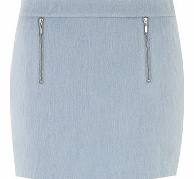 Dorothy Perkins Womens Blue Wool Mini Skirt- Blue DP66799610