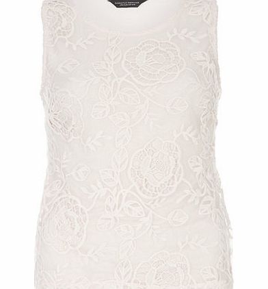 Dorothy Perkins Womens Blush Embroidered Lace Shell Top- Blush