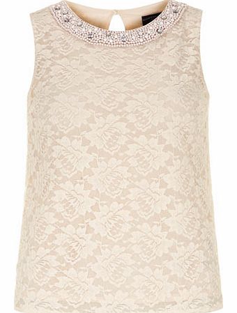 Dorothy Perkins Womens Blush lace shell top- Nude DP05466315