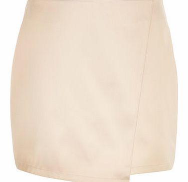 Dorothy Perkins Womens Blush Sateen Wrap Mini Skirt- Pink