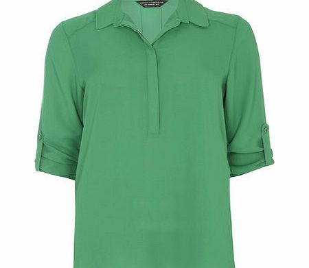Dorothy Perkins Womens Bright Green Rollsleeve Shirt- Green