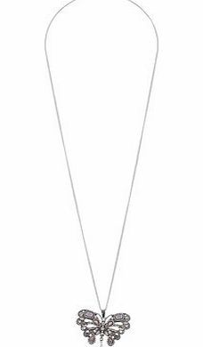 Dorothy Perkins Womens Butterfly Long Necklace- Pink DP49815431