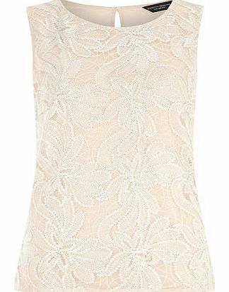 Dorothy Perkins Womens Champagne Sequin Front Shell Top-