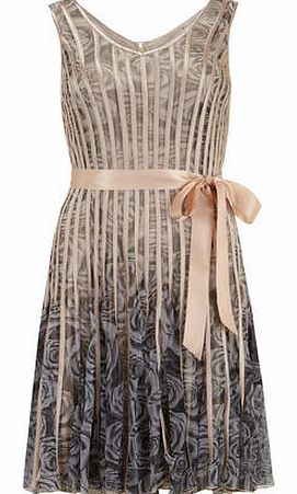 Womens Chase 7 Beige Rose Satin Stripe Dress-