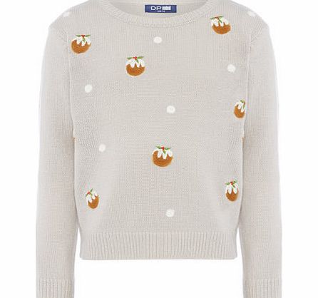 Womens Childrens Christmas Pudding Jumper- Grey