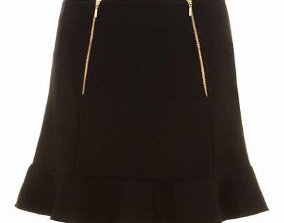 Dorothy Perkins Womens Closet Black Zip Detail Peplum Hem Skirt-