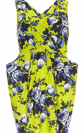 Womens Closet Blu Lime Rose Print X Over Dress-