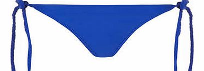 Womens Cobalt Flat Plait Tie Side Bikini